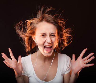 Beautiful Woman Listening Music