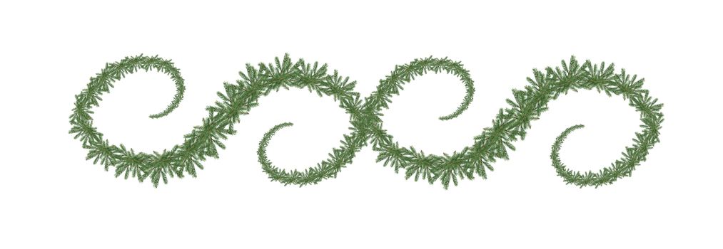 Abstract Christmas ornament made from fir twigs on white background