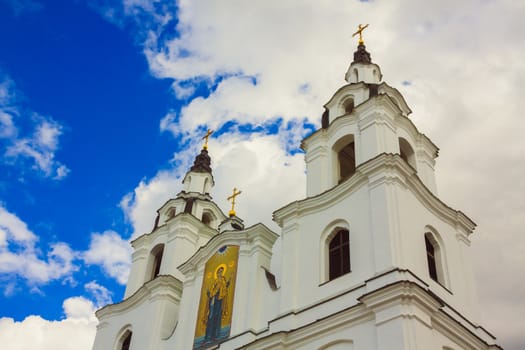 Golden Dome Of The Orthodox Church In Central Russia On The Blue Sky Background