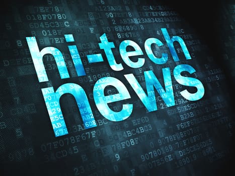 News concept: pixelated words Hi-tech News on digital background, 3d render