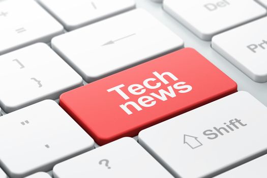 News concept: computer keyboard with word Tech News, selected focus on enter button, 3d render