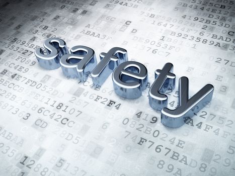 Security concept: Silver Safety on digital background, 3d render