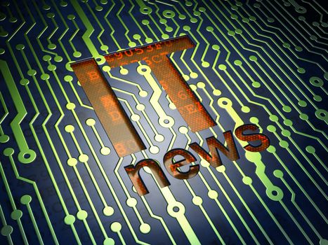 News concept: circuit board with word IT News, 3d render