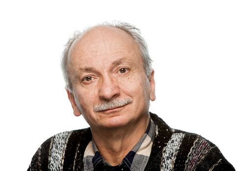 Portrait of happy senior man isolated on white