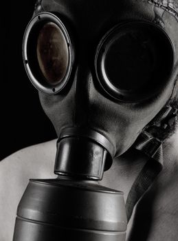 portrait of a person with a gas mask