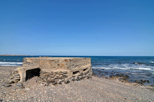 Bunker near the sea, in Canary Islands, Spain  