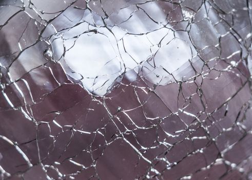 Macro shot of clear cracked glass