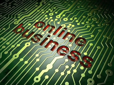 Business concept: circuit board with word Online Business, 3d render