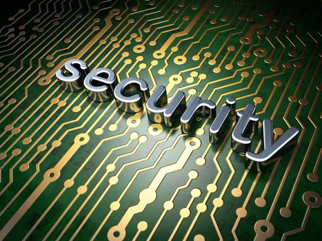 Safety concept: circuit board with word Security, 3d render
