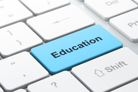 Education concept: computer keyboard with word Education, selected focus on enter button, 3d render