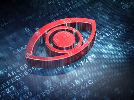 Security concept: Red Eye on digital background, 3d render