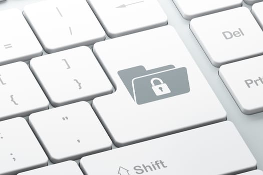 Finance concept: Enter button with Folder on computer keyboard, 3d render