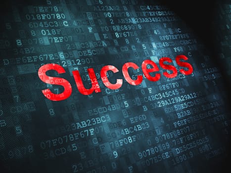 Finance concept: pixelated words Success on digital background, 3d render