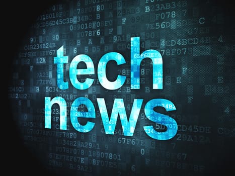 News concept: pixelated words Tech News on digital background, 3d render