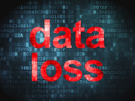 Information concept: pixelated words Data Loss on digital background, 3d render