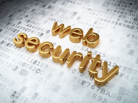 Protection concept: Golden Web Security on digital background, 3d render