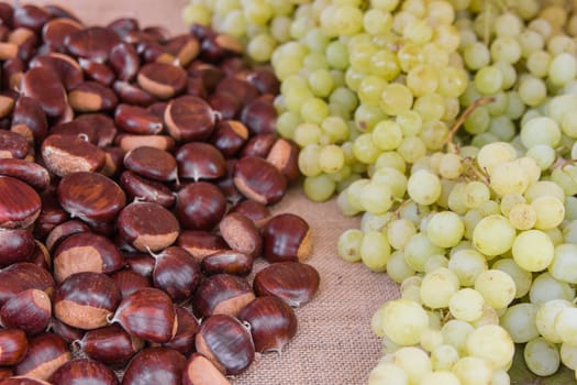 Autumnal fruits on the table