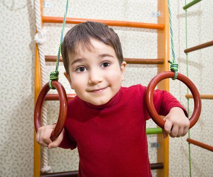 3 year old child at home sport gym 