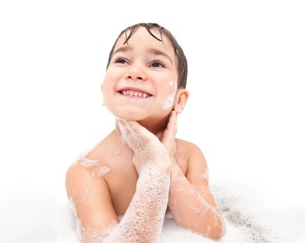 Boy washing in the bathroom