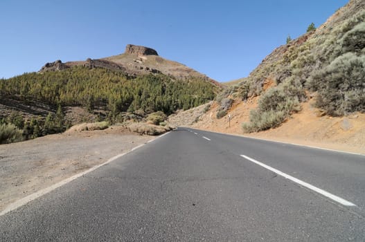 Empty Road in the Mountains, in Canary Islands, Spain