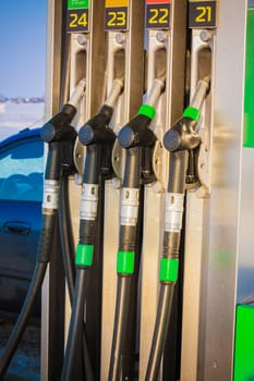 Detail Of Hoses Of Petrol Pump At Gas Station