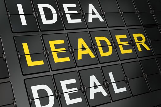 Finance concept: Leader on airport board background, 3d render