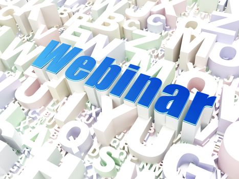 Education concept: Webinar on alphabet  background, 3d render