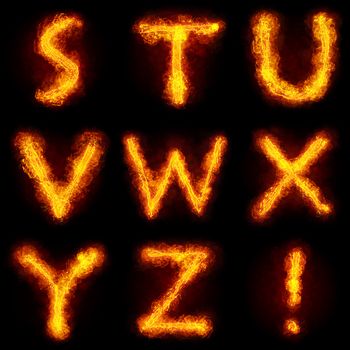 Fiery Font. Bright flamy font symbol. For writing words use Screen blending mode