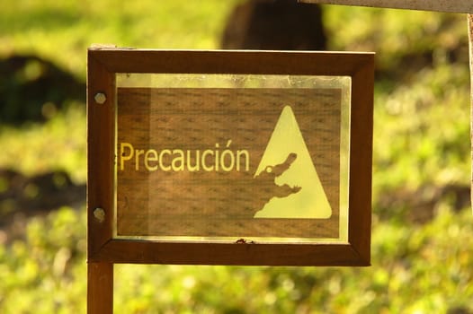 Danger Crocodile Sign near a Pound in Guatemala