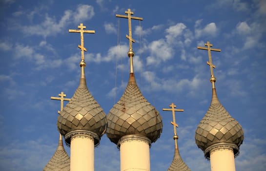 domes of Russian church in the village Sudislavl
