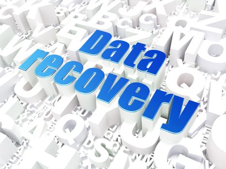 Information concept: Data Recovery on alphabet  background, 3d render