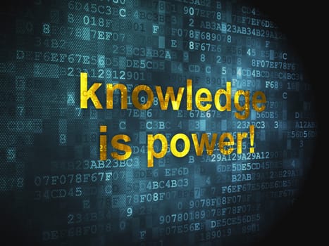 Education concept: pixelated words Knowledge Is power! on digital background, 3d render