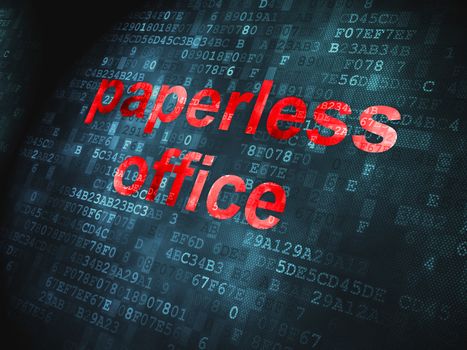 Business concept: pixelated words Paperless Office on digital background, 3d render