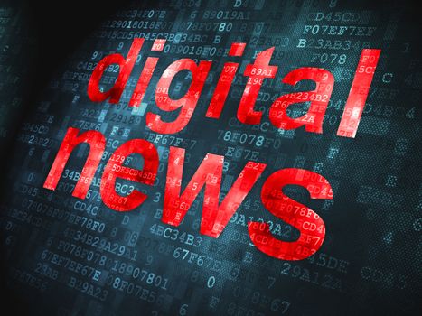 News concept: pixelated words Digital News on digital background, 3d render
