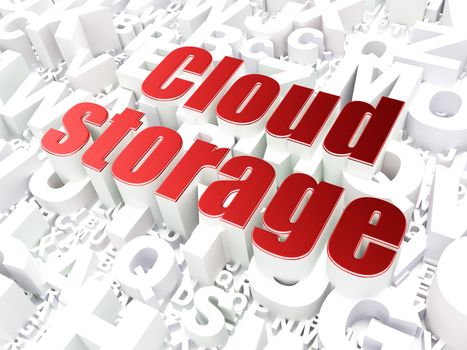 Cloud computing technology, networking concept: Cloud Storage on alphabet  background, 3d render