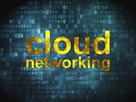 Cloud computing technology, networking concept: pixelated words Cloud Networking on digital background, 3d render