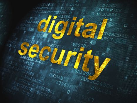 Security concept: pixelated words Digital Security on digital background, 3d render