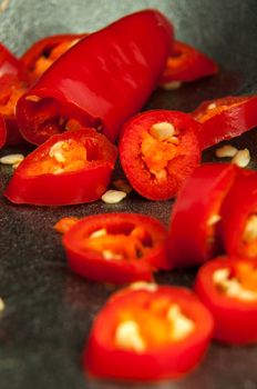 An image of sliced red chilli pepper