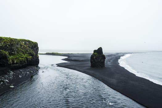 Black volcanic sand on the south coast of Iceland