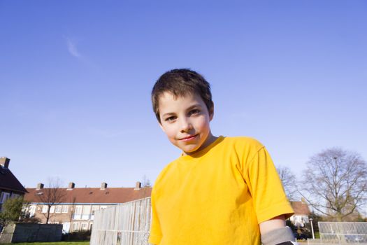 Portrait of cute boy on the playground