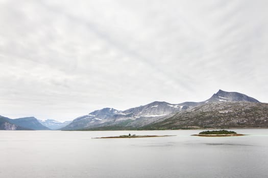 Arctic mountains and fjord in northern Norway at summer