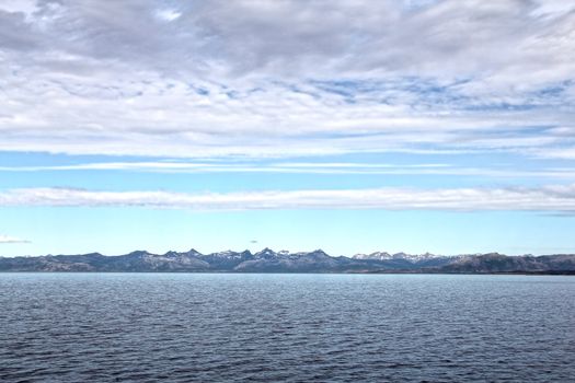 Arctic mountains and fjord in northern Norway at summer