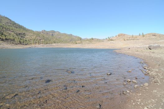 Lake Edge near the Desert In Gran Canaria Island, Spain