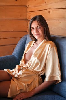 Morning portrait of a young  woman in the camping