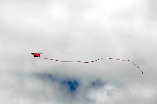 One Kite Flying over a Cloudy Sky, in Canary Islands, Spain