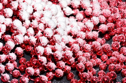 red beads in snow