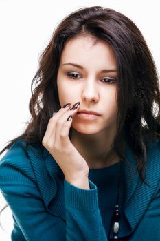Portrait of a thoughtful young woman 