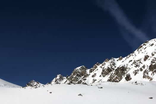 Winter landscape with top of alps, Solden, Austria