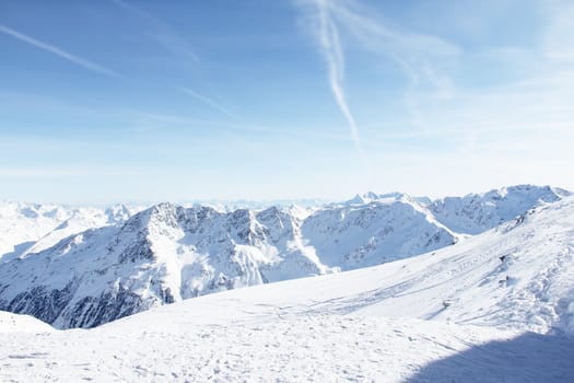 Winter landscape with top of alps, Solden, Austria