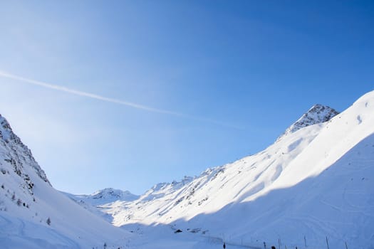 Winter landscape with top of alps, Solden, Austria